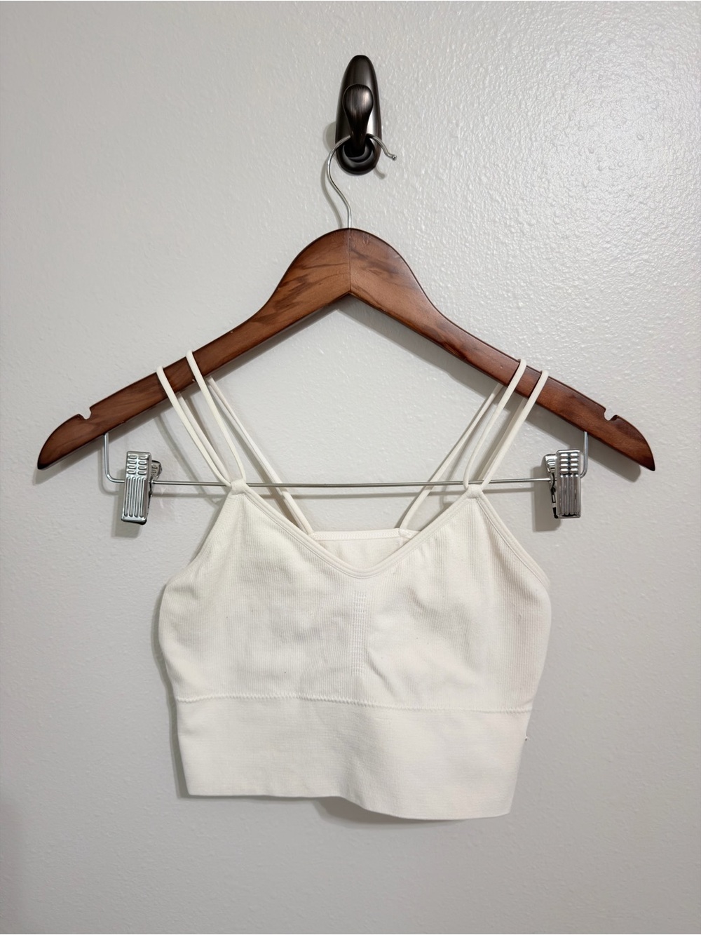 Danskin Cream Double-Strap Ribbed Crop Camisole